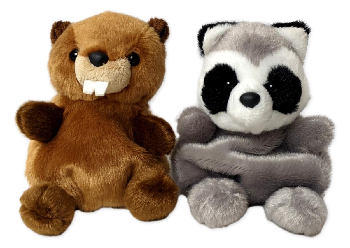 Set of 2 RASCAL RACCOON & CHEWY BEAVER Palm Pals 5