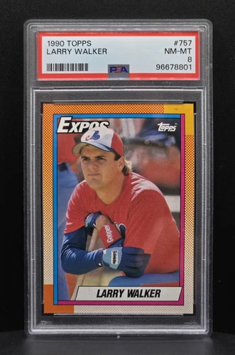 1990 Topps - #757 Larry Walker (RC) Rookie (HOF) Expos PSA 8 NM-MT 🔥
