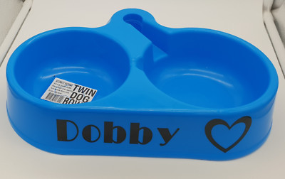 BNWT Unbranded Personalised Name Blue Auto Watering Twin Bowl 34cm Made In Aus