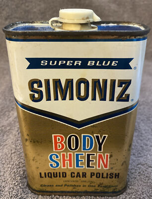 Vintage Simoniz Super Blue Body Sheen Liquid Car Polish 1 Pint Can