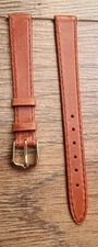 12mm VINTAGE PRESTIGE CALF LEATHER APOLLO TAN WATCH STRAP, LINED, GOLD BUCKLE