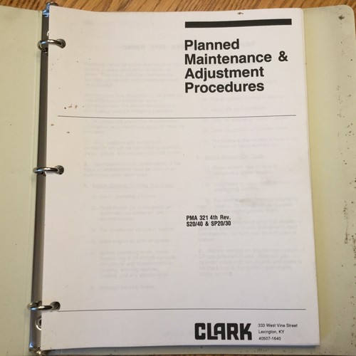Clark S20/40 SP20/30 MAINTENANCE SERVICE REPAIR MANUAL Reach & Lift Truck PMA321 - Picture 2 of 7