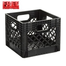 Juggernaut Storage 16QT Heavy-Duty Plastic Square Milk Crate Black