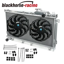 Aluminum 2 Row Radiator + 2X12" Slim Fan For 1990-1997 Mazda Miata MX5 MT Manual