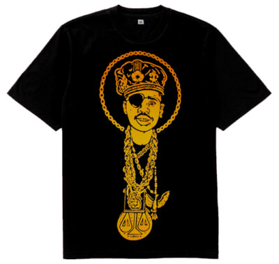 black and university gold graphic tee