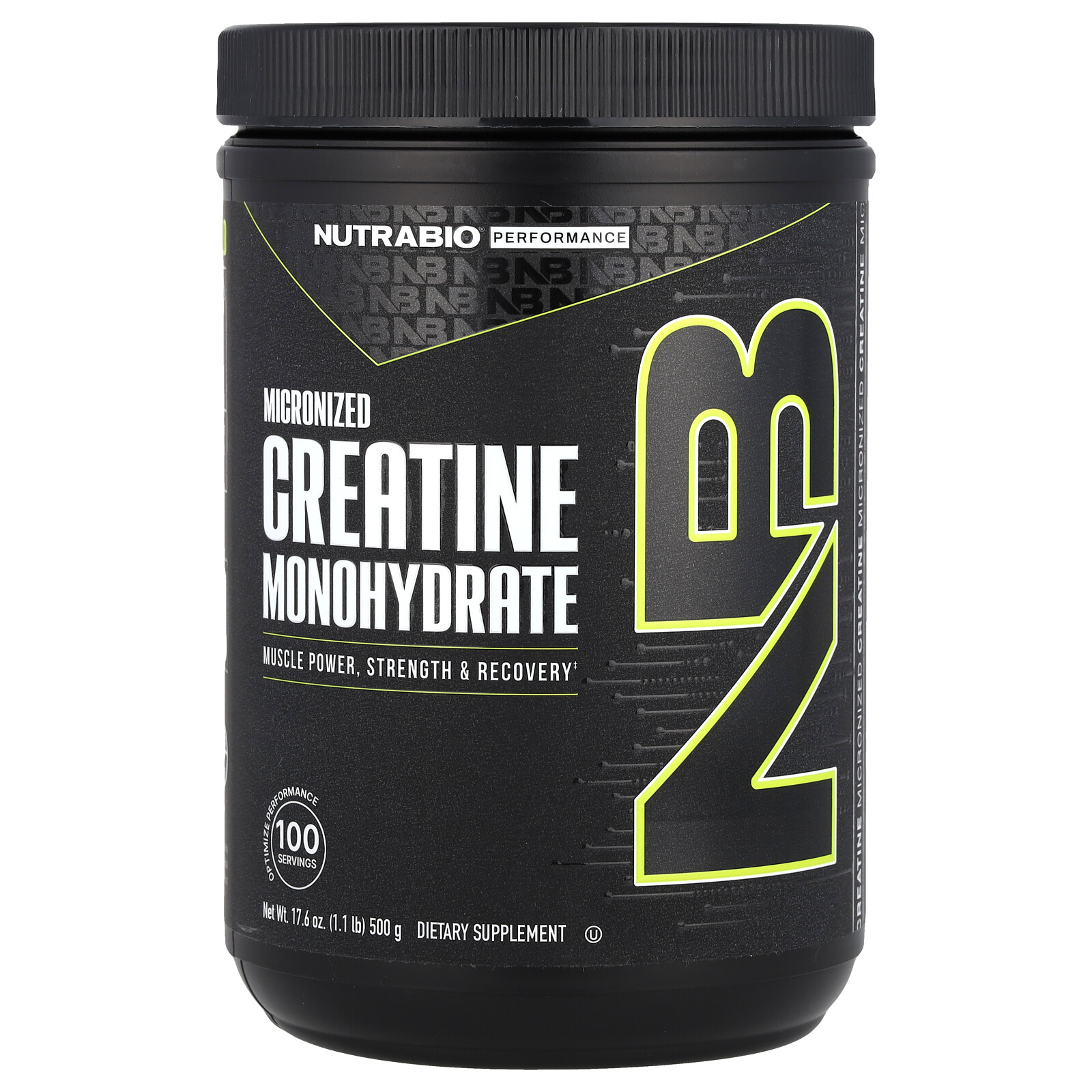 NutraBio Labs, Креатин моногидрат, 1,1 фунта (500 г), Чистый, микронизированный