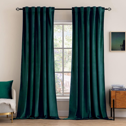 Velvet Curtains 84 Inches 2 Panels - Luxury Blackout Curtains for Bedroom Living - Picture 8 of 9