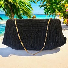 Royal Vintage Beaded Evening Handbag CLUTCH OR CHAIN Kiss Lock