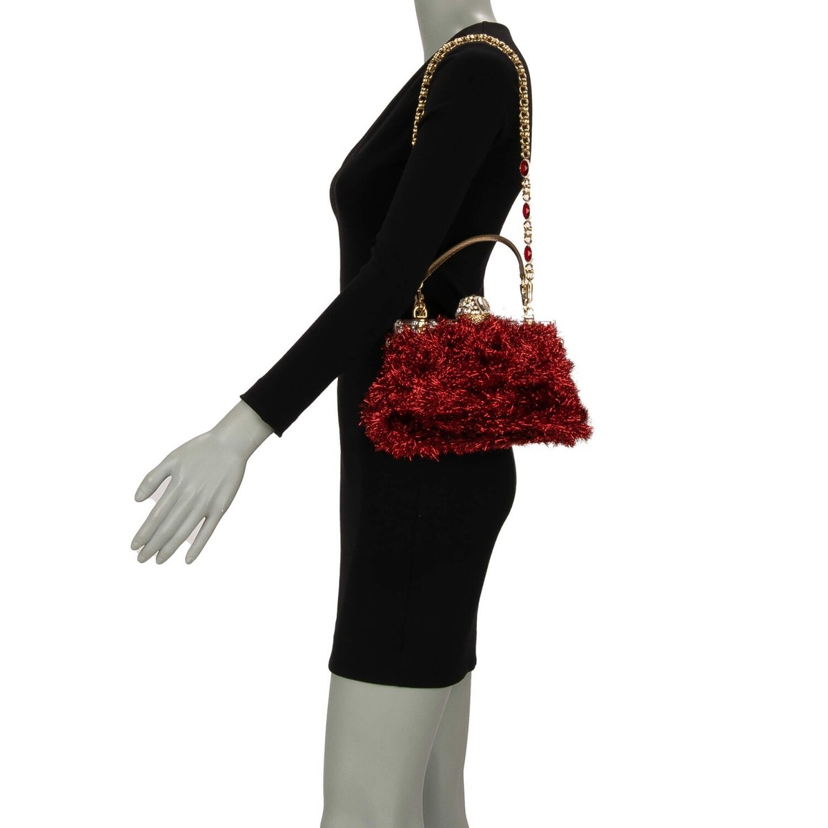 DOLCE & GABBANA Crystals Clutch Evening Bag VANDA with Chain
