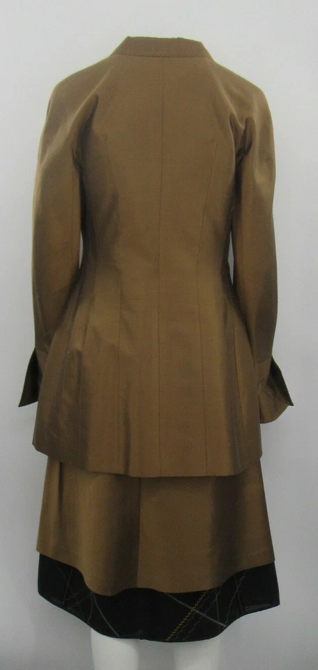 Traje Falda Gianfranco Ferre Marrón Caramelo Iridiscente Doble Pecho Talla 46 Foto 3 de 4