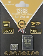 New Amplim 128GB Micro SD Card Plus SD Adapter Memory Card sealed