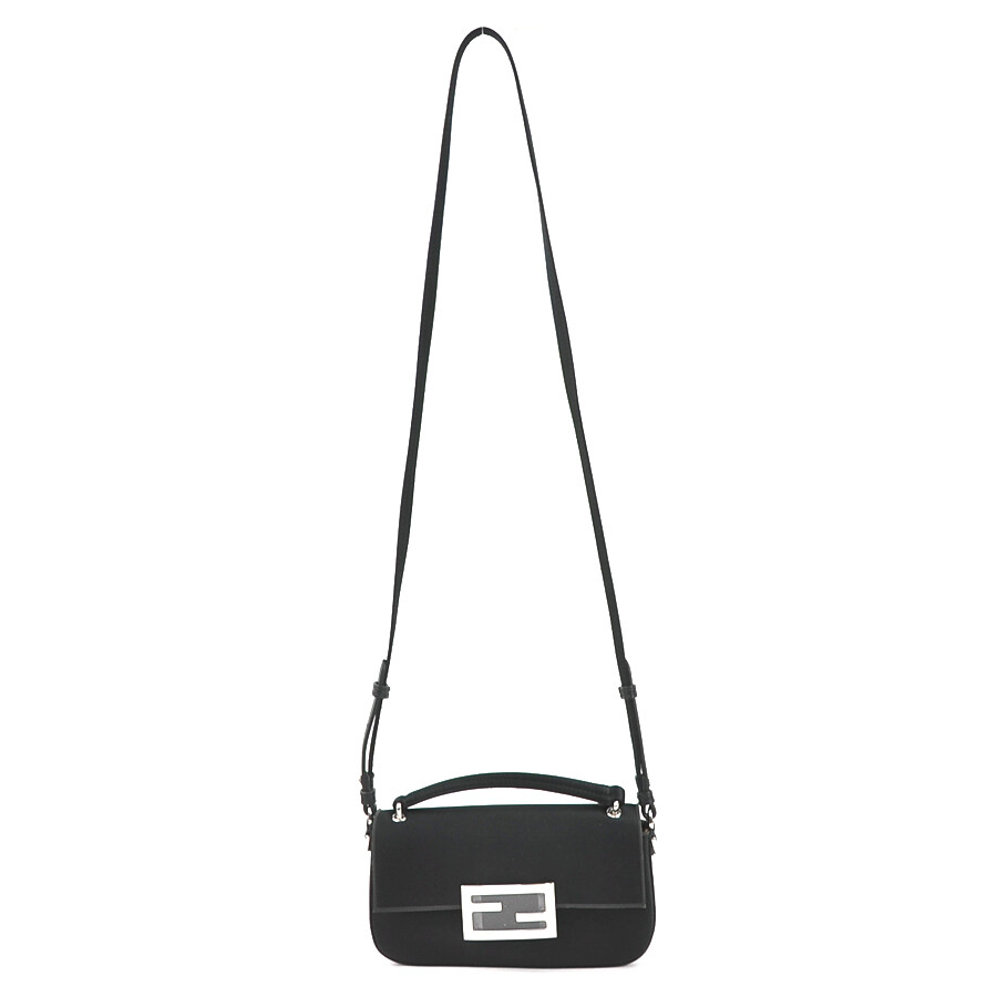 ショルダーバッグ・ポシェット FENDI SS25 'Baguette' shoulder bag (8BR600AV26 F1PIY) Auth FENDI Phone Baguette Crossbody Shoulder Bag Black Silk