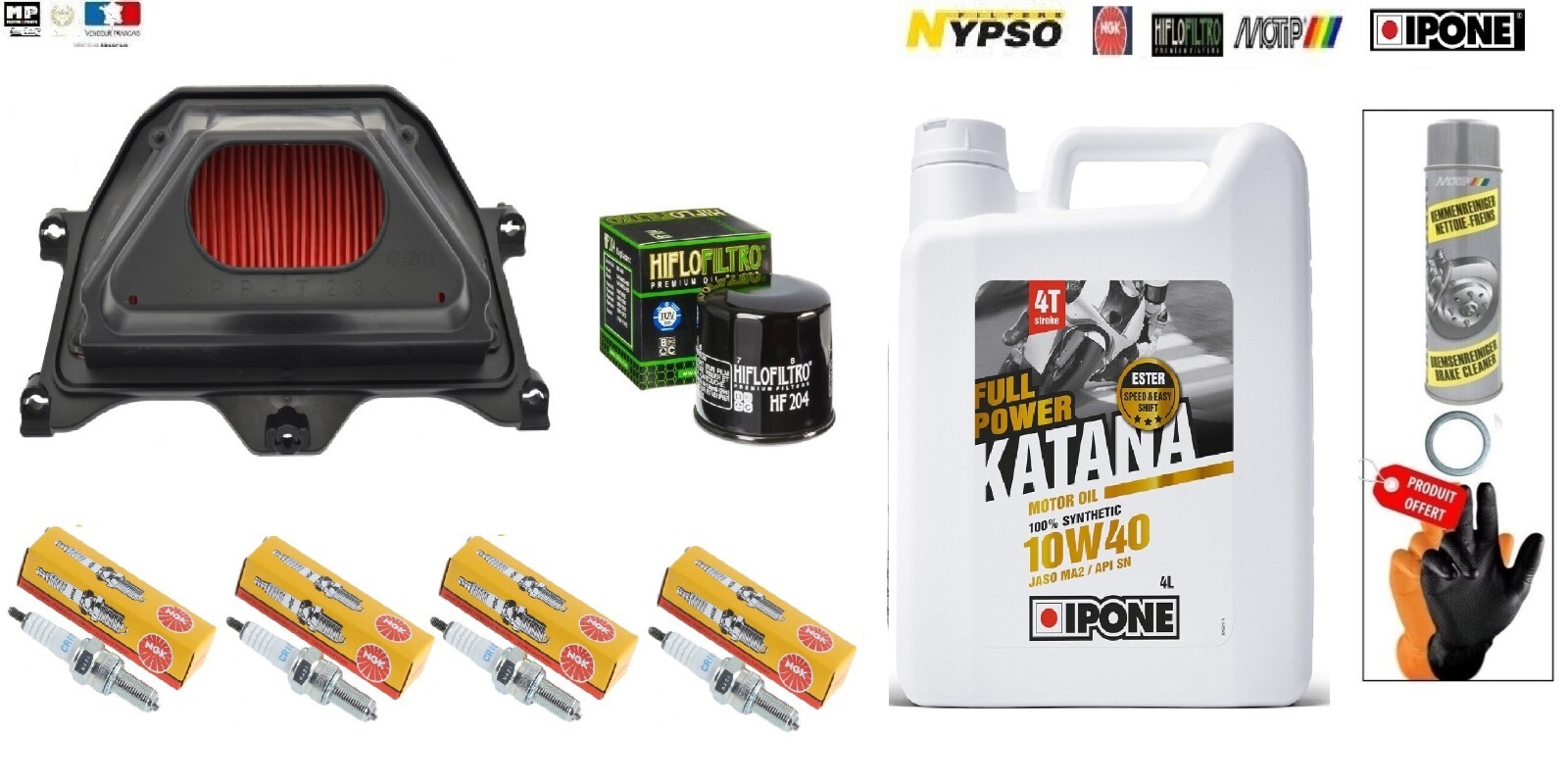 Kit vidange YAMAHA YZF-R6 2006 2007 pack huile moteur Ipone 100% synthese 10W40