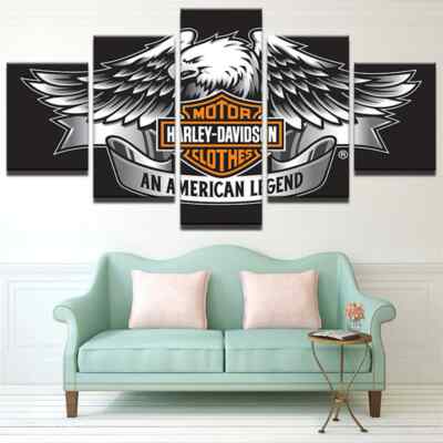 Harley Davidson Motorcycles Eagle Logo 5 Piece Panel Canvas Wall