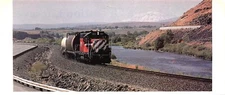 CWA EMD GP7 Geep 301 at Yakima River Canyon With Mt Adams Behind Vtg Mag Excerpt