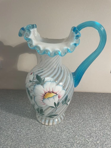FENTON 90th ANNIVERSARY PITCHER ~ 1995 ~ Family Signature Series ~ HAND PAINTED