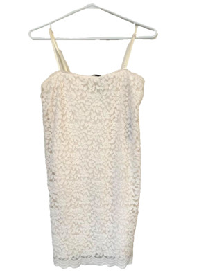 NWOT ZARA Lace Floral Ivory Mini Dress Women's Size Large Spaghetti Strap Lined
