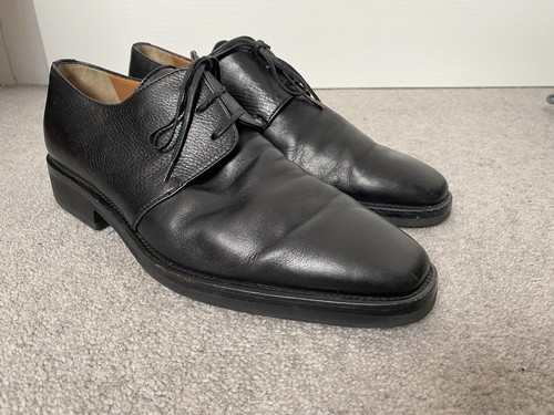 Stemar Moreschi Black Leather Lace Up Italy Italian Smart Shoes 8 Formal Vibram - Picture 2 of 22