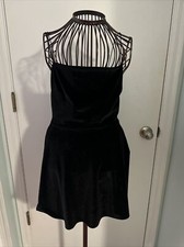 urban outfitters S black spaghetti strap velour mini dress