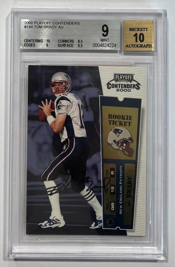 Tom Brady 2000 PLAYOFF CONTENDERS #144 AU BECKETT 9 AUTO 10 