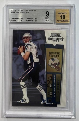 2000 PLAYOFF CONTENDERS #144 TOM BRADY AU BECKETT 9 AUTO 10