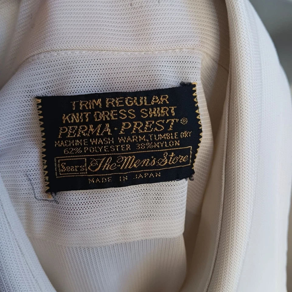 16,5 Grande Para Hombre De Colección Sears Perma-Prest Años 70 Slinky Nylon Tejido Delgado Foto 3 de 4