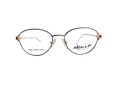 New VTG Monet Eyewear Oval Gold Metal Eyeglasses MT-58 TEL Marine 50 17 140