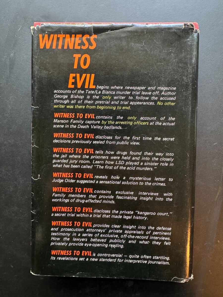 Witness To Evil - George Bishop Tate/La Bianca Murder Trial Manson 1971 3rd HCDJ | eBay Witness To Evil - George Bishop Tate/La Bianca Murder Trial Manson 1971 3rd HCDJ | eBay