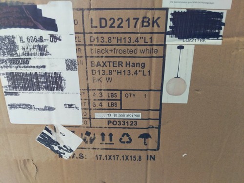 Living District Baxter 1 Light Pendant Black/Frosted White 13.8" LD2217BK - Picture 3 of 4