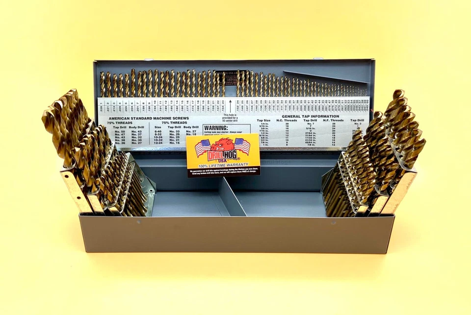 Drill Hog USA 115 Pc Drill Bit Set Letter Number COBALT M42 Lifetime Warranty - Image 4 of 4