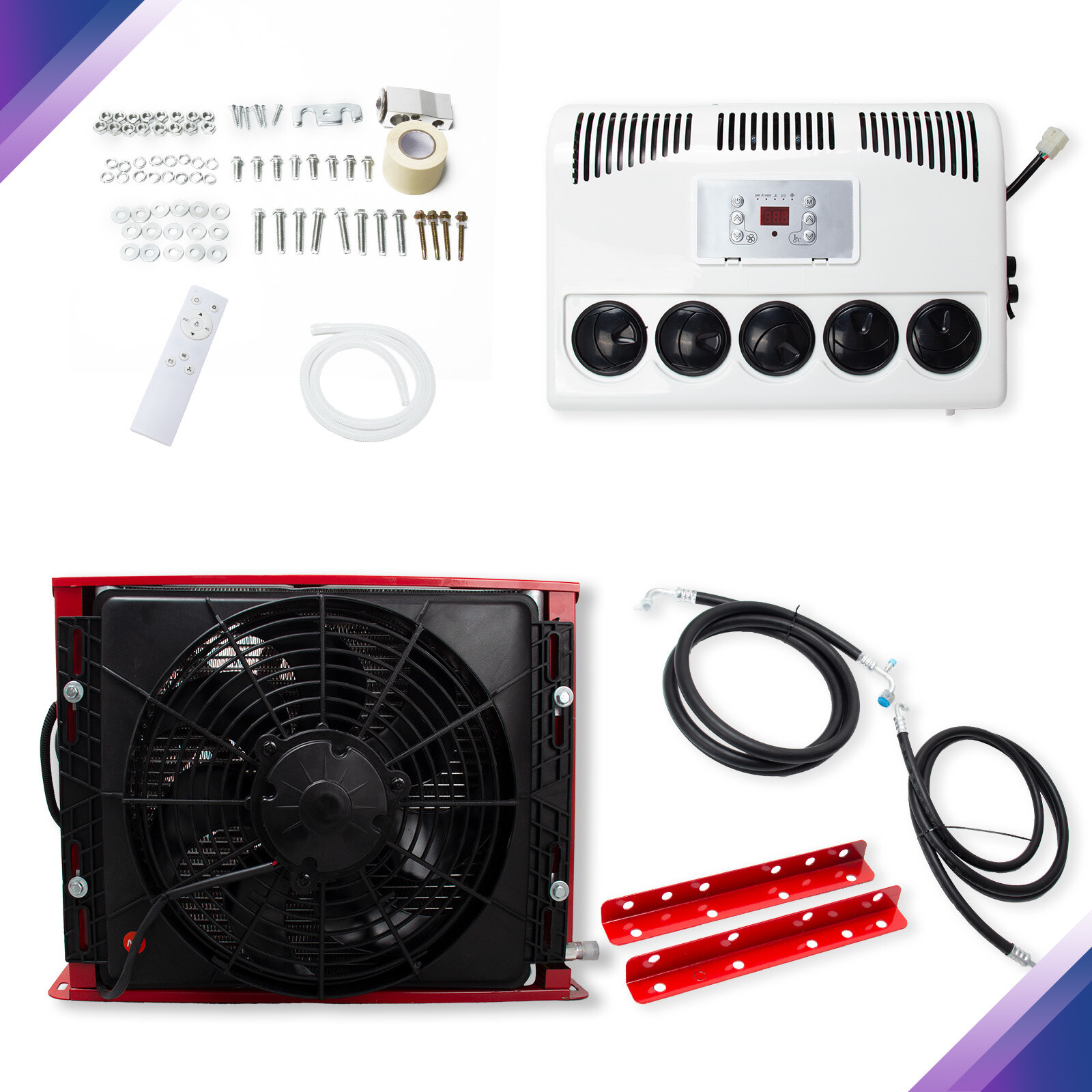 Universal 11,000 BTU 12V A/C Kit for Cars, Trucks, RVs & Buses-image