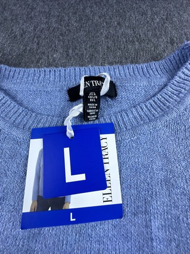 Ellen Tracy Sweater Womens Large Bluebell Soft Crew Neck Long Sleeve New - Picture 8 of 13