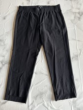 Eileen Fisher Pants Women's Medium Black Tapered Cropped Slit Hems Made in USA