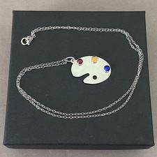 Great Falls Metal Works Sterling Silver Gemstone Artist Palette Pendant & Chain