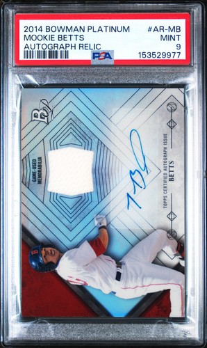 2014 BOWMAN PLATINUM AUTO RELIC #AR-MB MOOKIE BETTS PSA 9 AUTO