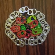250 (125 Silver+125 color) Aluminum Can Tabs Beer Soda Tops Arts Crafts Project