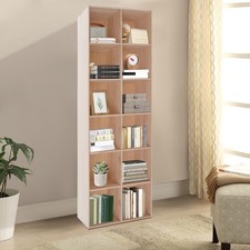 12 Compartments Book Storage Display Cabinet 180cm Bookshelf Solid Wood Bookcase
