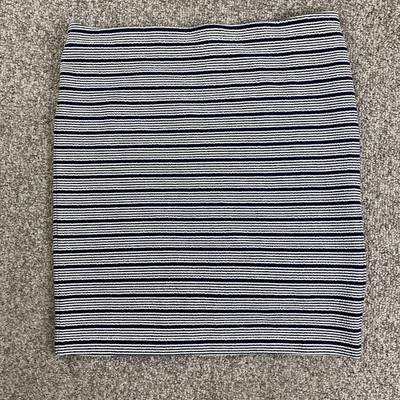 Ann Taylor Pencil Skirt Stretch Pull On Black White Striped Large Petite LP