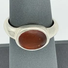 925 Sterling Silver Vintage Real Cabochon Amber Modernist Ring Size 8