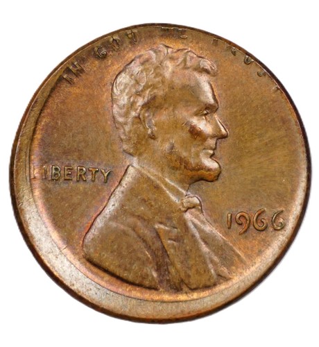 1966 1c Off Center Mint Error Lincoln Cent Coin E156