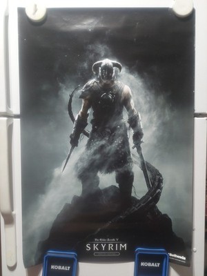 Skyrim Elder Scrolls 5 Promo Double Sided Poster Size 33'' X 22'' Gamestop Rare