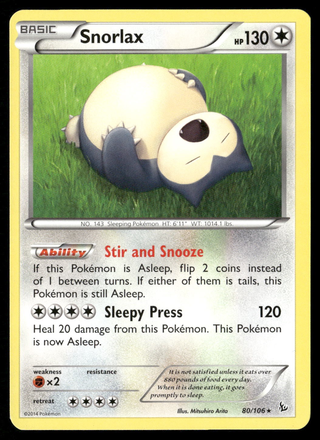 Snorlax 80/106 Rare Flashfire Pokemon NM/M