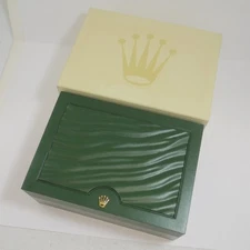 VINTAGE GENUINE ROLEX Green watch box case 31.00.64 wood white wave 250813004yA