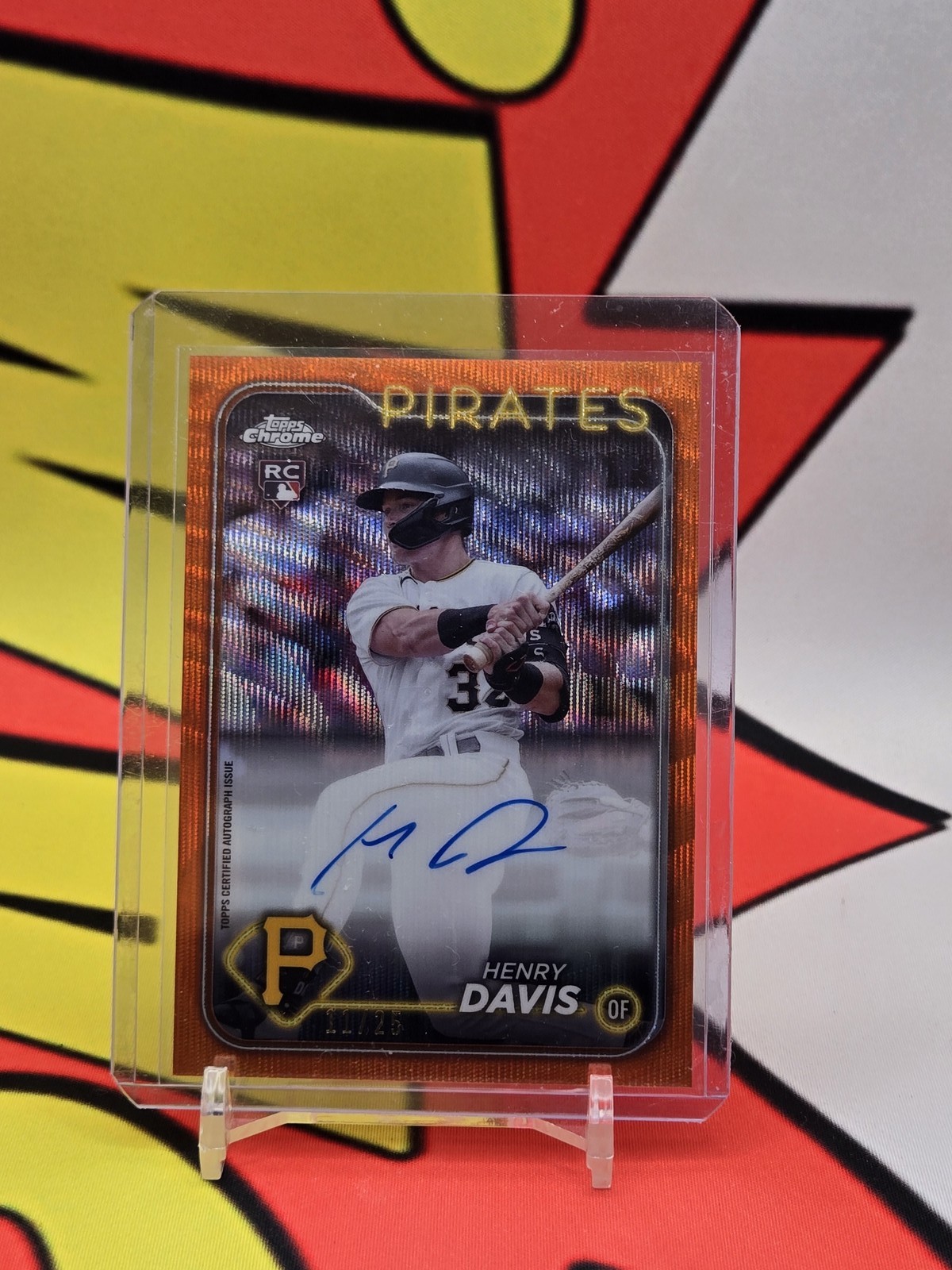 2024 Topps Chrome #RA-HAD Henry Davis Rookie Autographs Orange Wave #/25