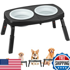 PetVillage Adjustable Elevated Dog Bowls Stand - 4-Level Height Portable Feeder
