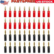 40x 4mm Gold Plated Banana Plugs Audio Jack S...