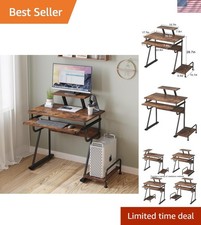 Elegant Corner Computer Desk with Adjustable Storage - Perfect for Any Room