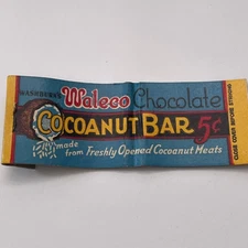 Washburn's Waleco Chocolate Cocoanut Bar Vintage Matchbook Cover TB8-MB-10