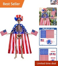4th of July 6ft Skeleton Clothing Accessories,  Flag Skeleton Costume with Fu...