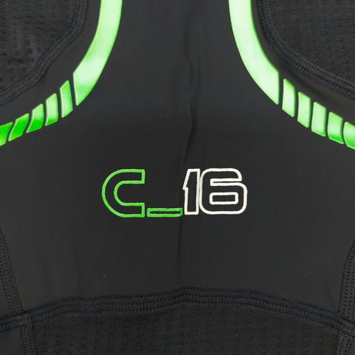 Speedo Tri Singlet Mens Small 36.5" to 39.5" Black Green Half Zip Triathlon - Picture 8 of 13